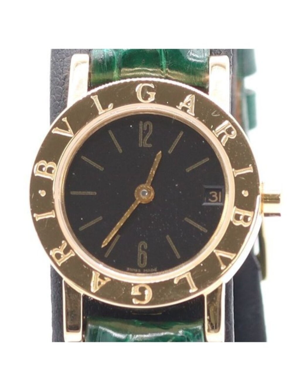 Bvlgari BB23GLD Quartz Date Watch 18k Black Dial